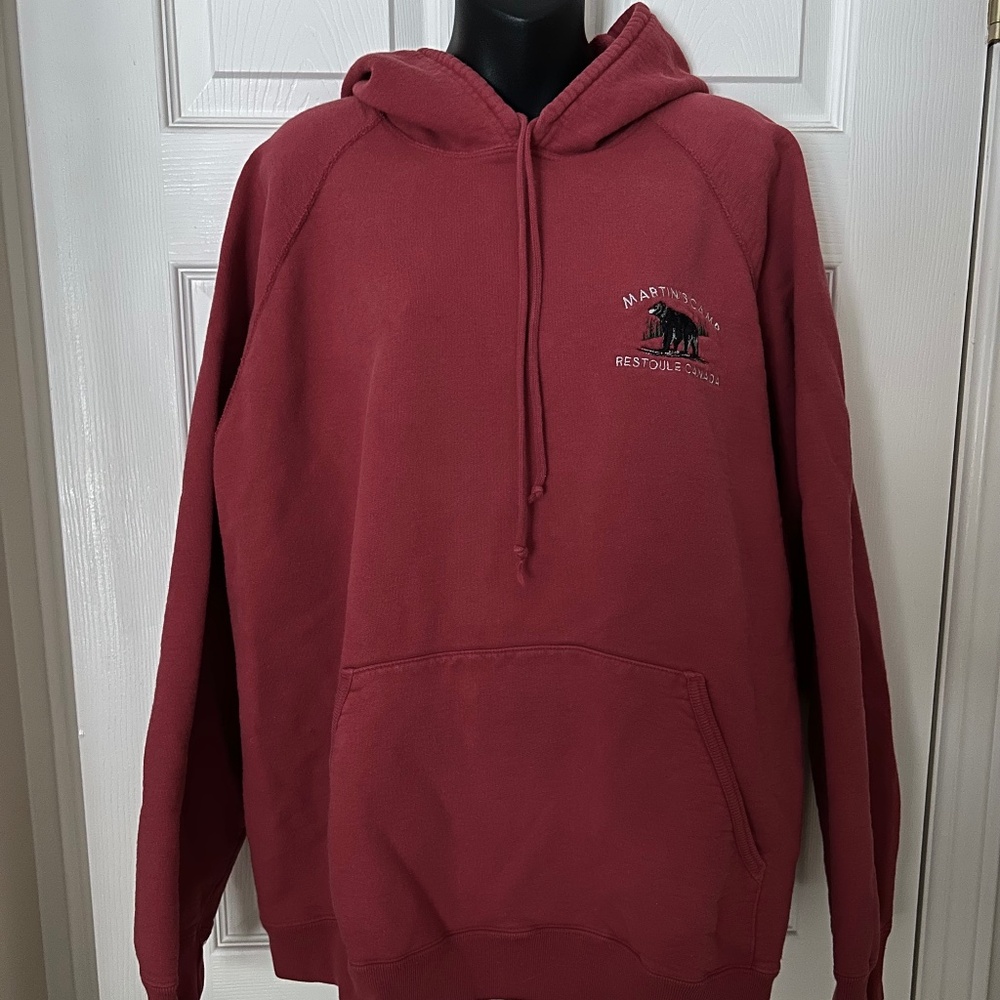 Embroidered Hoodie XL Dark Red Martin’s Camp Restoule Canada Bear Graphic